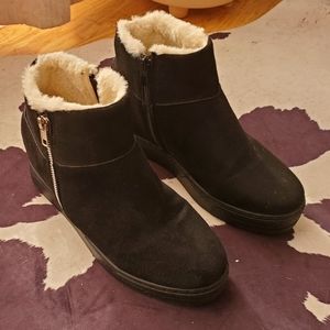 Faux fur lined wedge sneakers